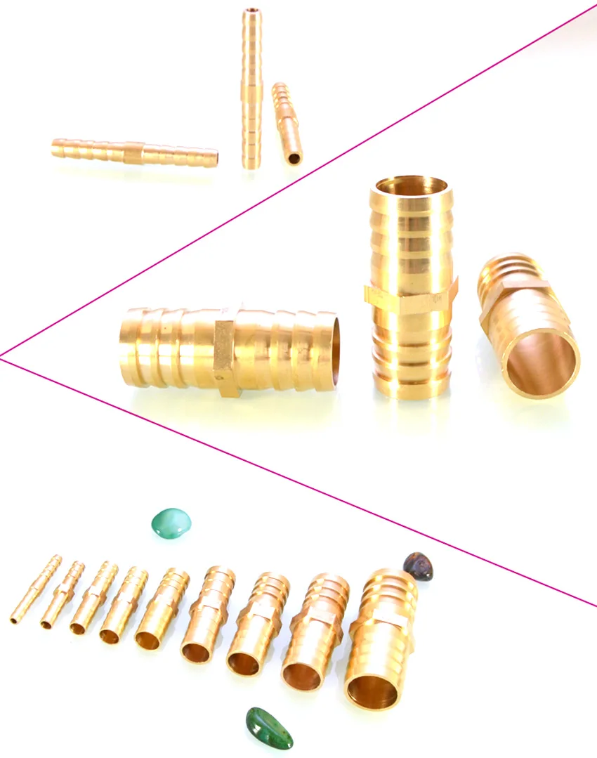 2Pcs Brass 5/6/8/10/12/14/16/19/25mm Barbed Hose Straight Joiner Splitter Connector Air Fuel Tubing Water Pipe Fitting Adapter