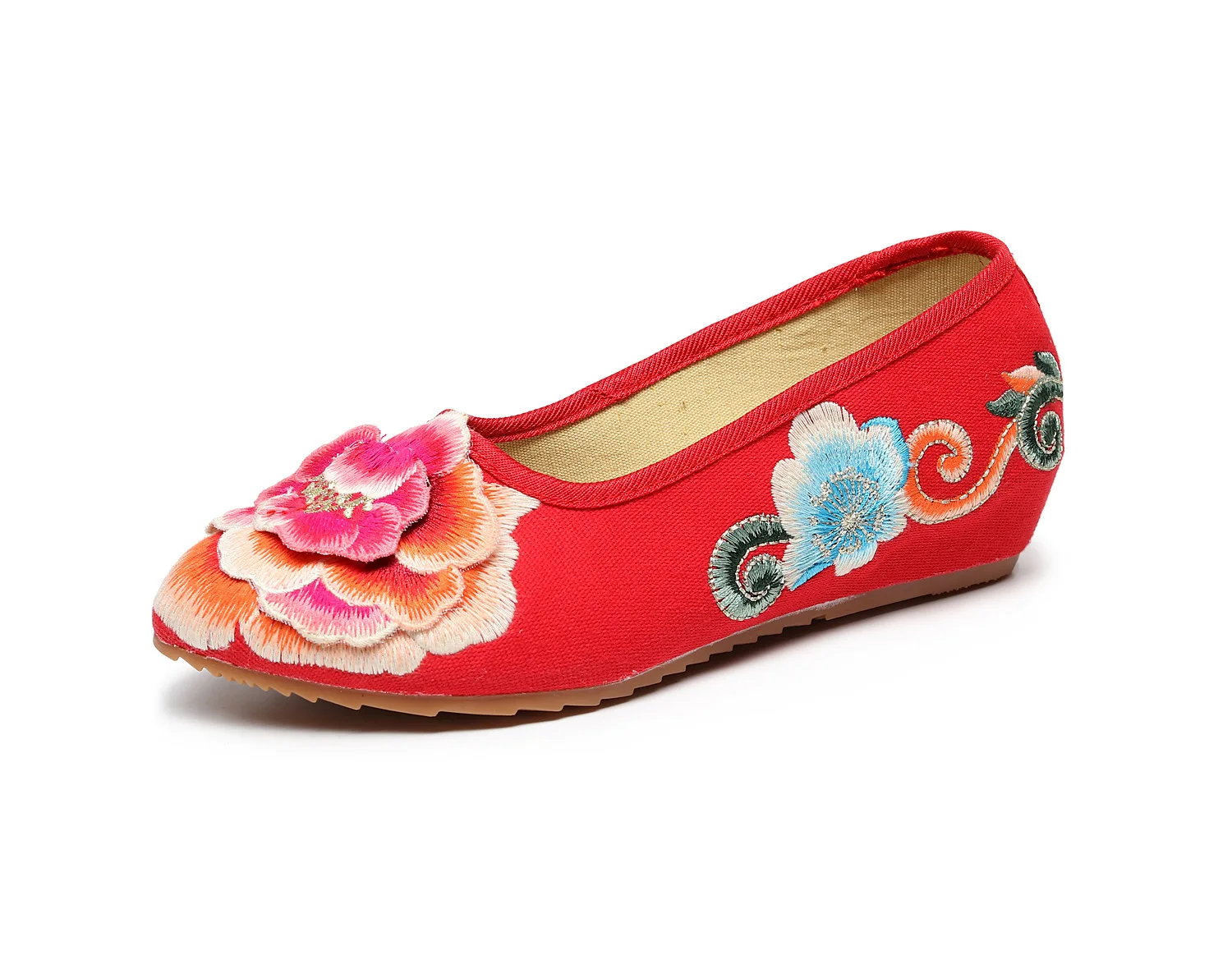 Women Autumn Chinese Style Embroidered Flat Shoes Low-heeled Cloth Shoes CN34-41