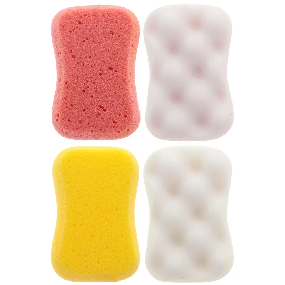 4pcs Shower Bath Bath Sponges Skin-Friendly Facial Bath Sponges Scrubbers Bathing Tools For Bathroom Home (Random Color)