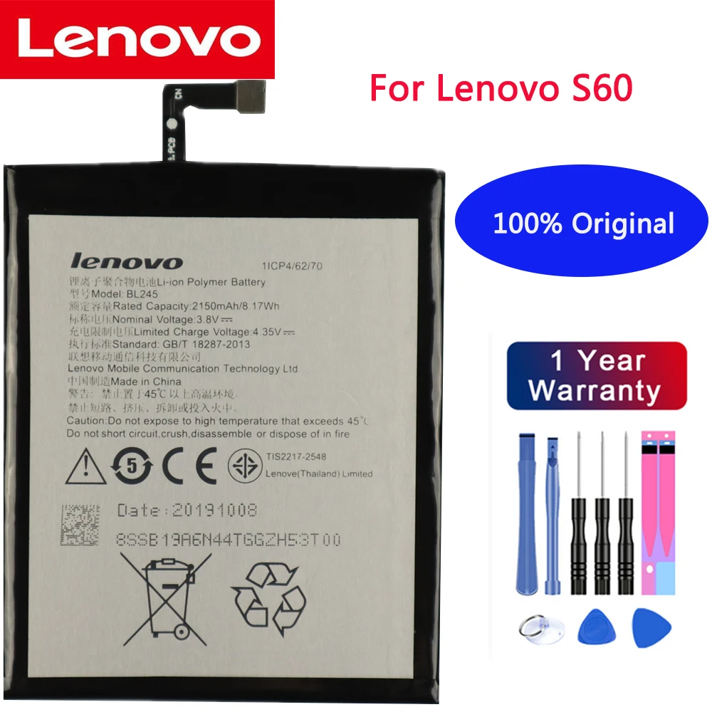 

BL245 For Lenovo S60 Battery 100% New High Quality 2150mAh Original Replacement Battery For Lenovo S60 S60W S60t+Free tools