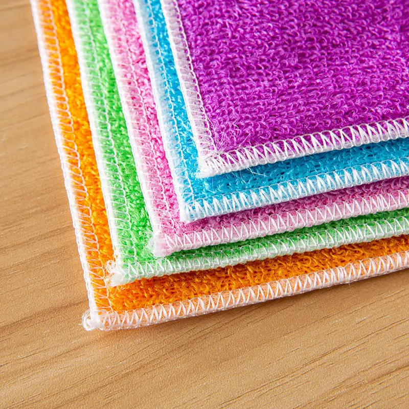 Bamboo Fiber Napkin Terry Kitchen Cloths Anti-fat Dishwashing Rag Natural Washcloth For Dishes Useful Thing Wipes All Zero Waste