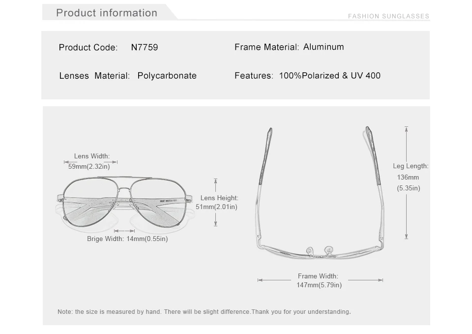 KINGSEVEN 2024 Polarisierte Sonnenbrille für Herren mit Aluminiumbügeln, Piloten-Sonnenbrille für Männer, UV400, blendfrei, Retro-Brille – Detail 2