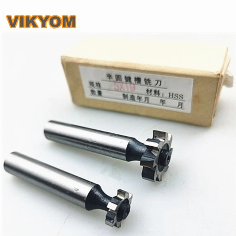 Semicircular keyway milling cutter W6542 high speed steel straight shank crescent cutter 2.5X10 3X13 4X16 5X19 5*22