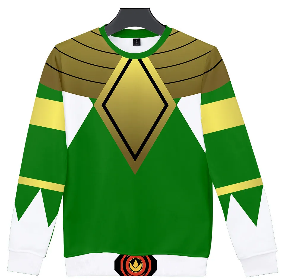 سويت شيرت بقلنسوة بطباعة ثلاثية الأبعاد من Mighty Morphin سويت شيرت رجالي ونسائي رائع بأكمام طويلة ملابس جاكت كوسبلاي غير رسمية