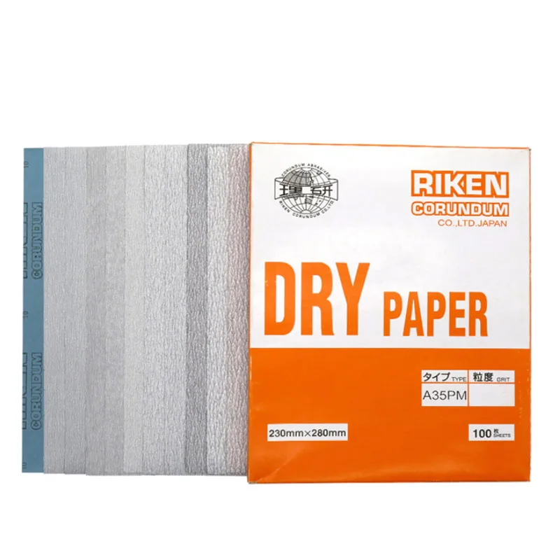9 "X11" RIKEN A35PM مربع الصنفرة الجافة جلخ ورقة الرملي الأبيض لتلميع الخشب والأثاث 120-1000 حصى