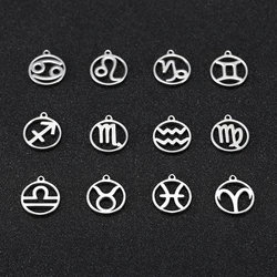 Skyrim Stainless Steel Zodiac Charms for Jewelry Making Leo Taurus Capricorn Horoscope Astrological Sign DIY Pendant Wholesale