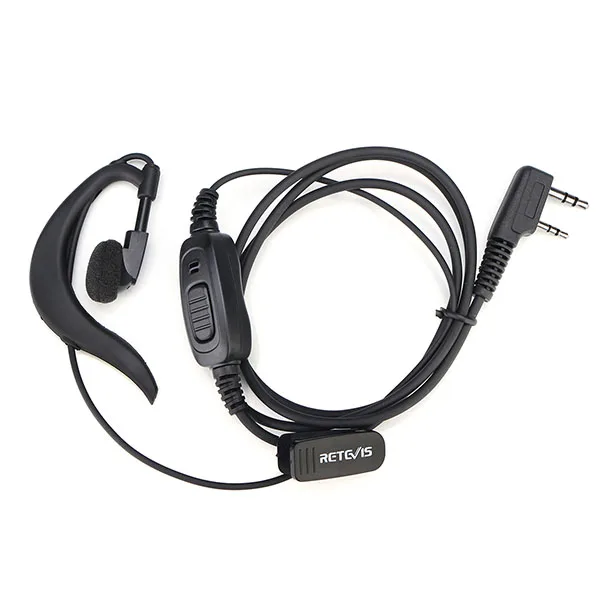 Retevis EEK005 Walkie Talkie Zubehör 10 Stück 2Pin Ohrbügel Ohrhörer mit PTT-Taste Kragen Clip für Retevis RT5R Baofeng UV5R – Detail 6
