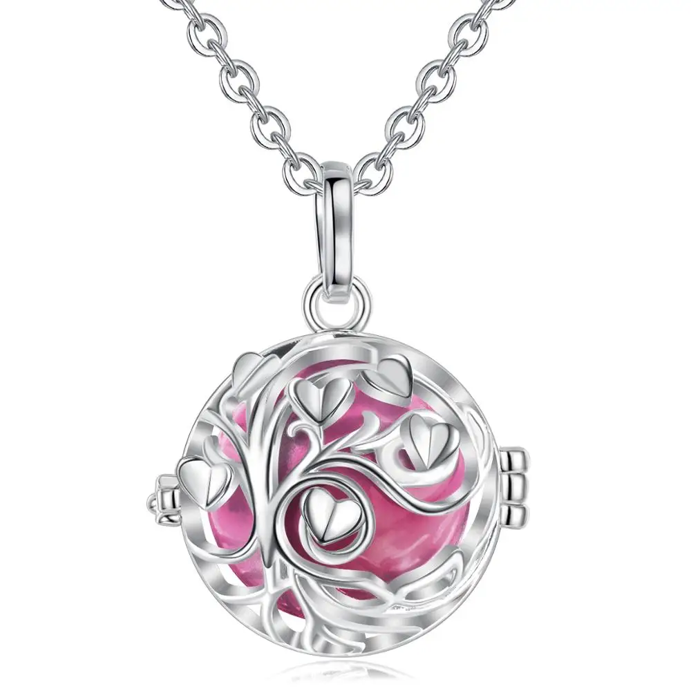 Eudora Schwangerschaft Bola Harmony Ball Anhänger Baum des Lebens Käfig Fit Chime Bell Ball Halskette für schwangere Mutter Geschenk mit Box K411N20