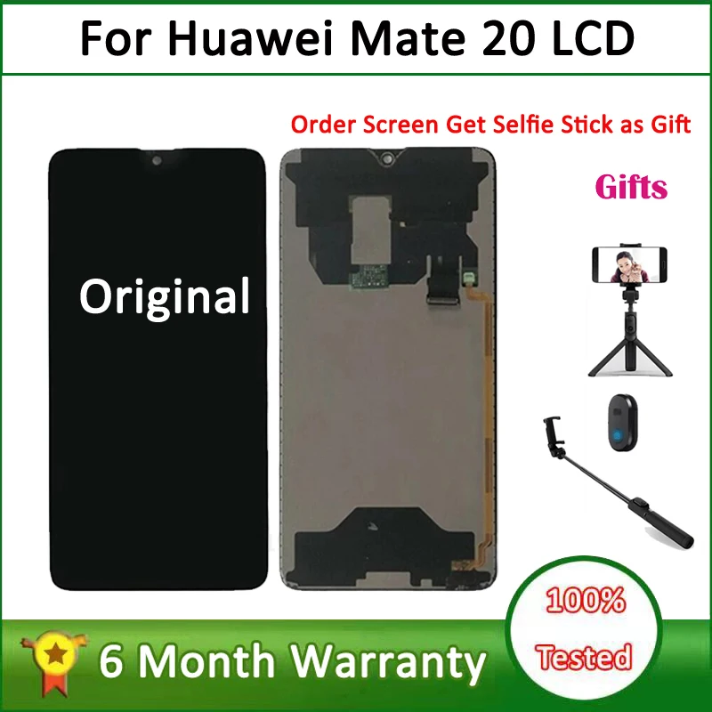 Original Screen For Huawei Mate 20 LCD Replacement For Mate20 LCD Display Touch Screen Digitizer Assembly with Selfie Stick Gift