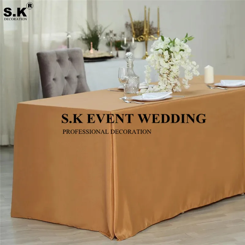 

Wholesale Price Polyester Tablecloth Rectangle Table Cloth For Wedding Event Dining Decoration