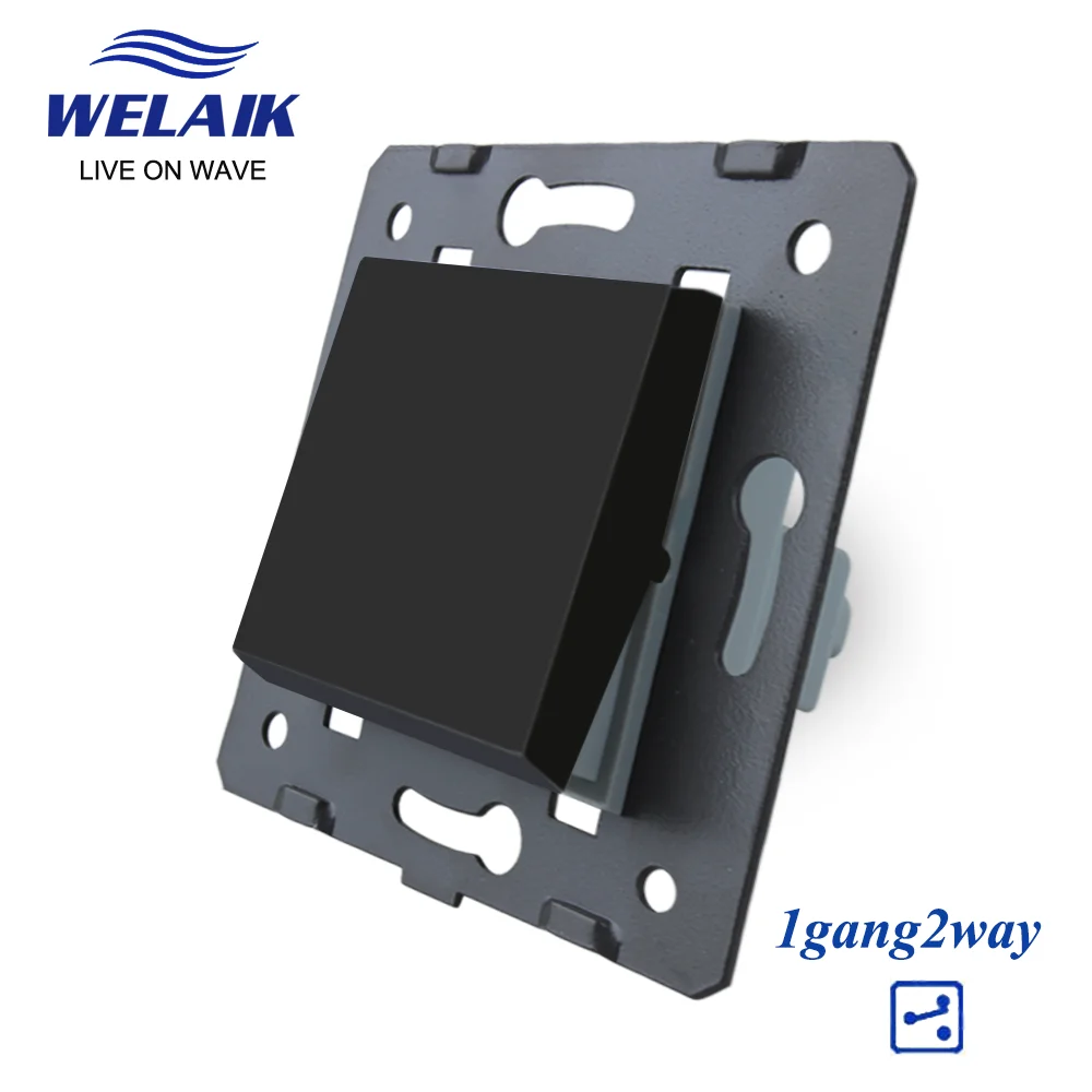 WELAIK EU  Push-Button Stairs 1Gang-2Way DIY Parts Wall Light-Switch-Crystal Glass-Panel A220V A712W