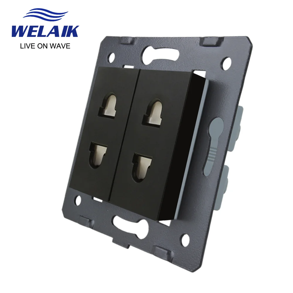 WELAIK EU Standard 2-hole Multi-function DIY Parts-Wall  Socket Parts-Without Glass-Panel  45*45mm A82TSW