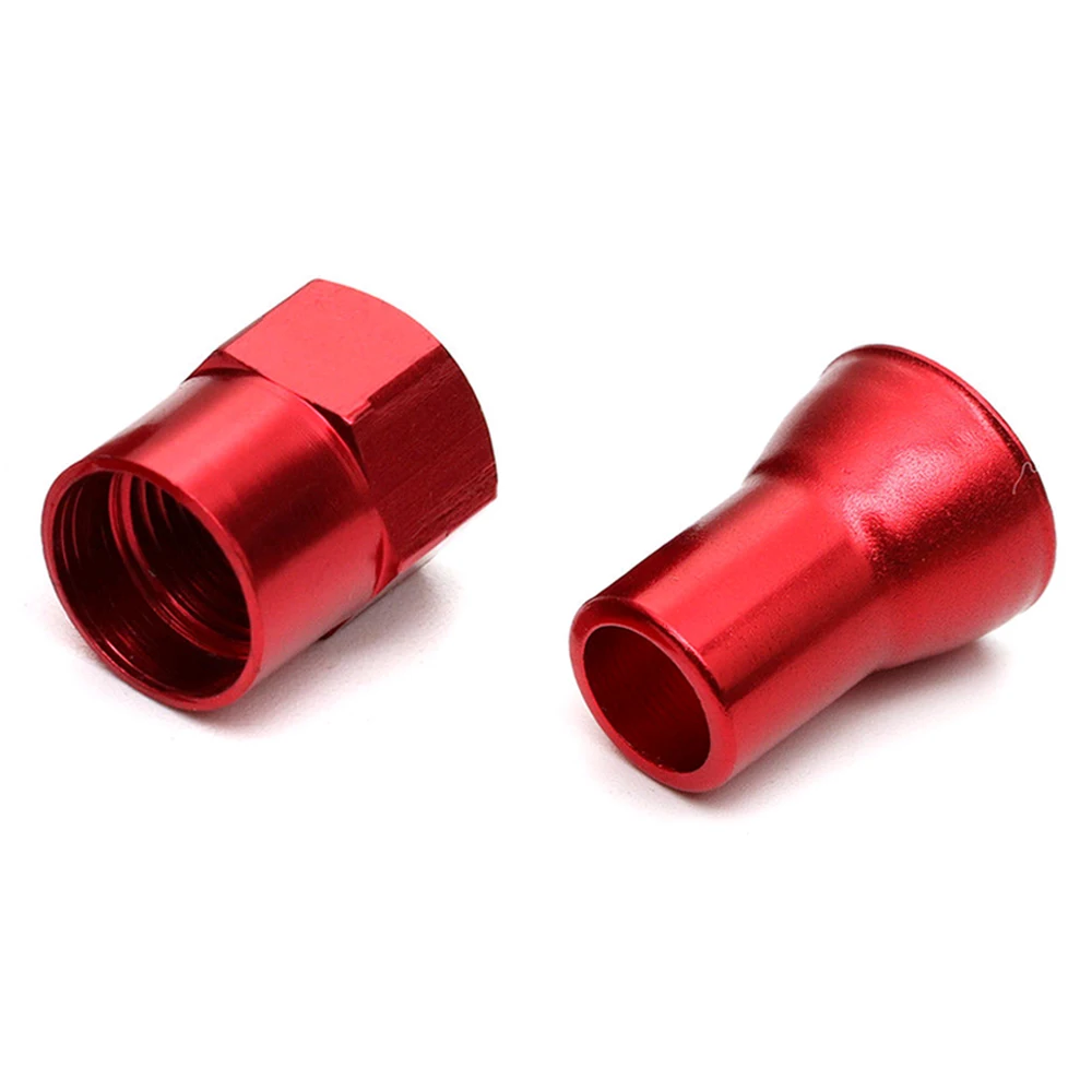 4Sets TR413 Red Car Truck Tire Wheel Tyre Valve Stem Hex Caps with Sleeve Covers Hex Cap Case Chrome Plating Valve Caps