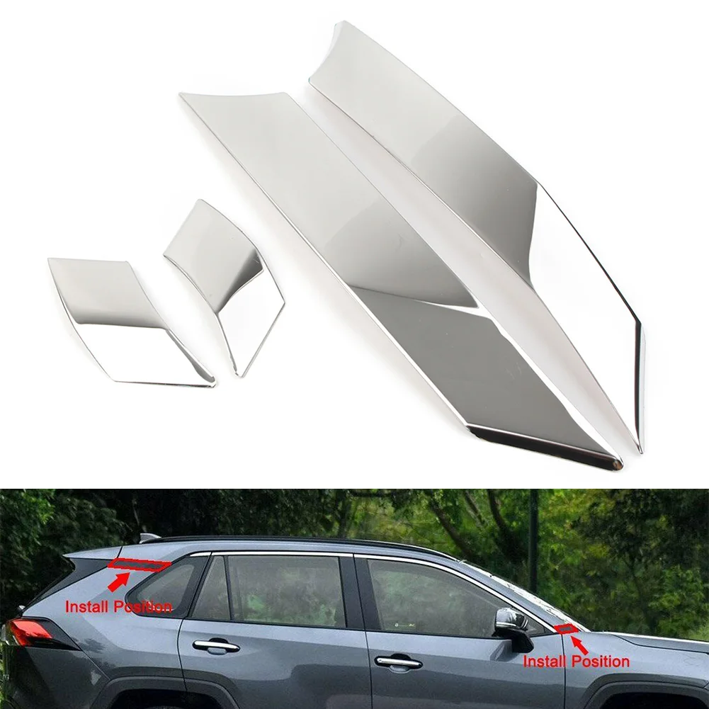 

Car Door Window A C Pillar Post Molding Sticker Cover Trim For Toyota Rav4 2019 2020 RAV 4 Steel Chrome Decoration Accessories