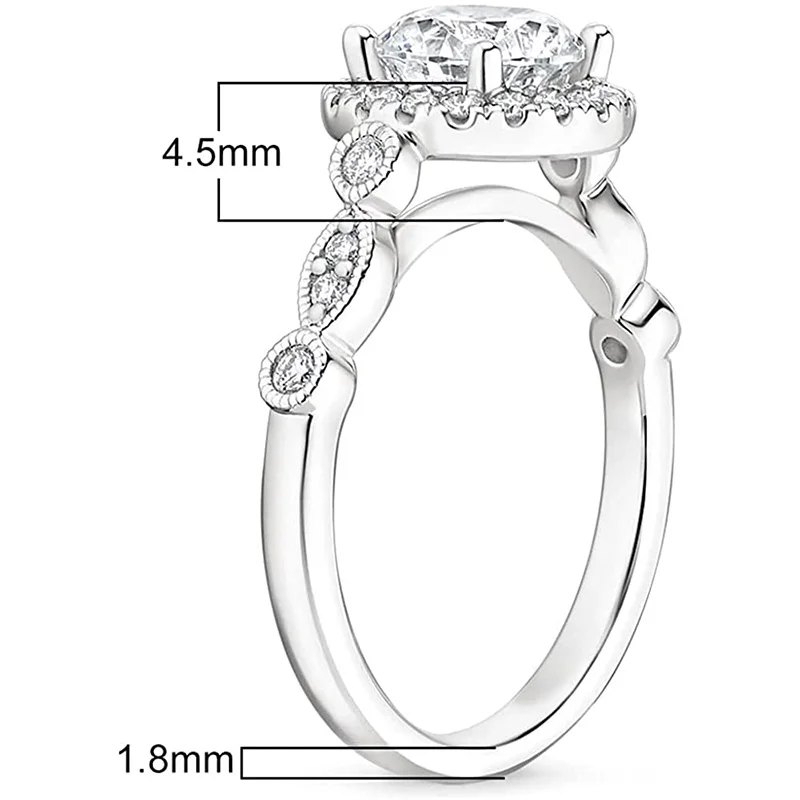 TIGRADE 1.5CT 925 Sterling Silver Bridal Ring Sets Wedding Teardrop Engagement Rings Vintage Pear Promise Marquise for Women