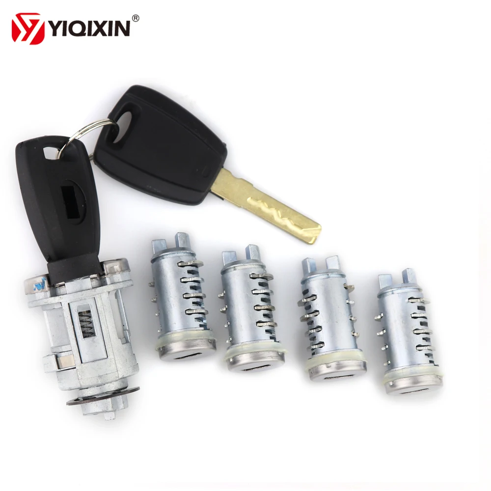 

YIQIXIN 5PCS Blue and Black For Fiat Ducato Set Ignition Car Door Rear SIP22 Blade Barrel Cylinder Latch With 2 Keys Milling