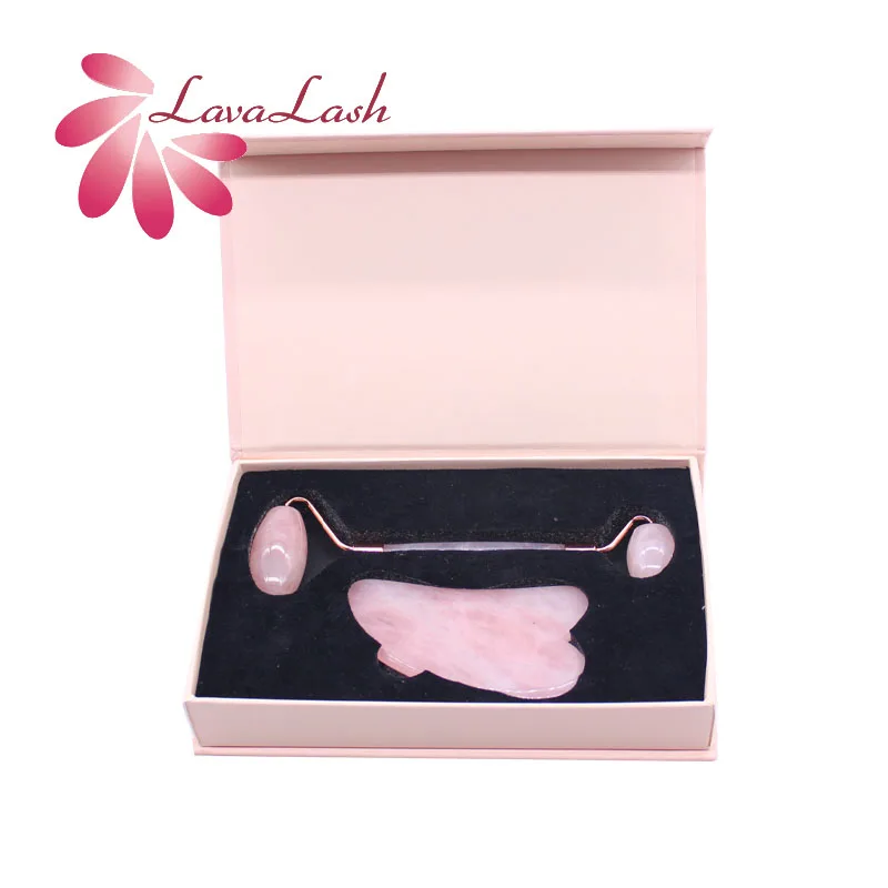 

Lava Lash Rose Quartz Slimming Face Massager Lifting Natural Jade Facial Massage Roller Stone Skin Massage Tool Girl Beauty Shop