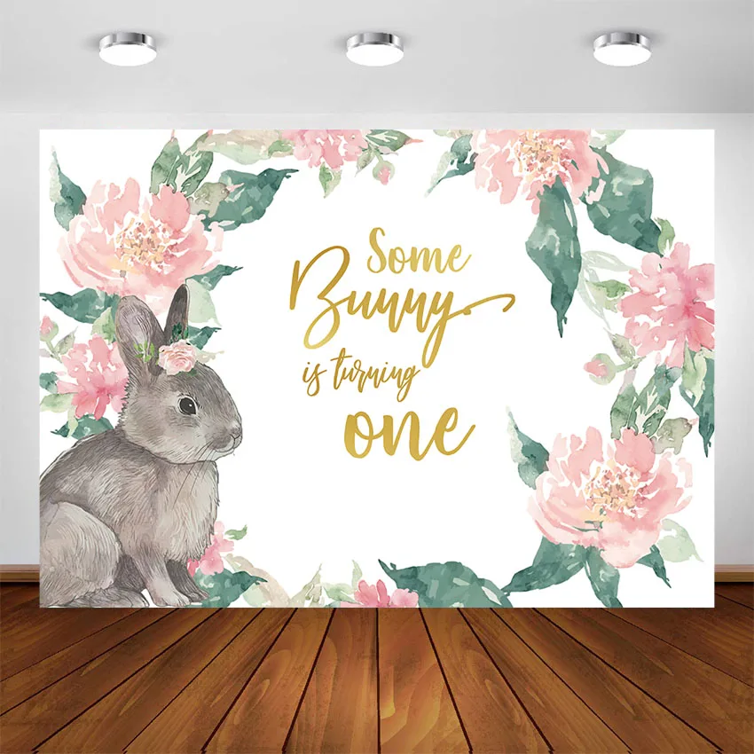 Spring Easter Bunny Party Newborn Photography Background Baby Rabbit Birthday Party Decorations Backdrops 1st Birthday Banner