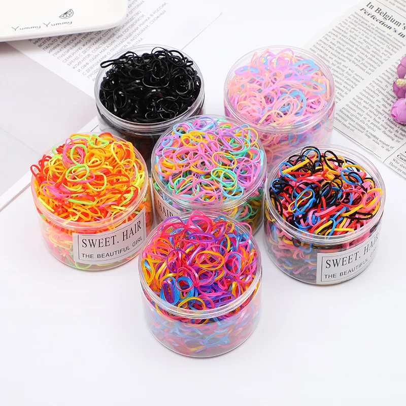 The new version of the simple boxed color rubber band rubber band children's disposable elastic tie hair ring basic hair rope