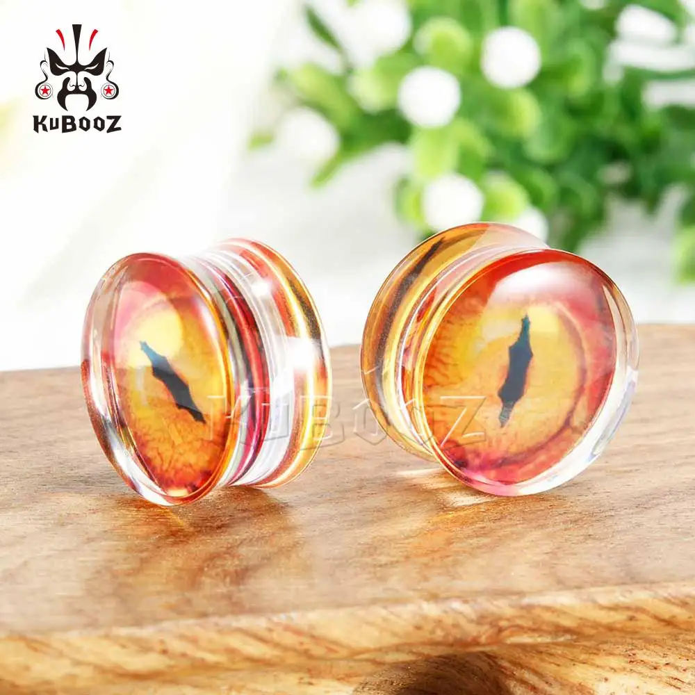 Kubooz New Transparent Acrylic Ear Expanders Earrings Animal Logo Jewellery Body Gift Simple Style Strechers Sell In Pair