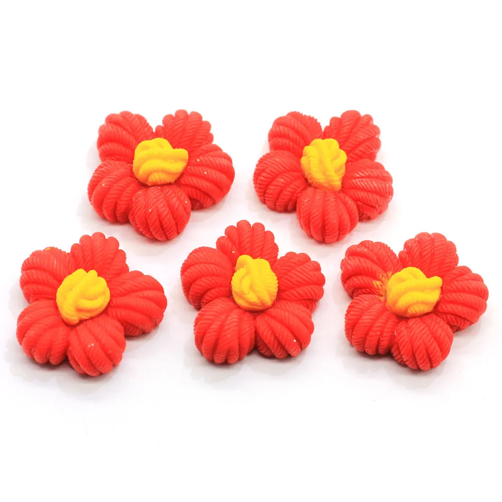 Two Size   Resin Daisy Shape Flat Back Decoration Simulation Red Flower for Children Hairpin Accessory Scrapbook Making