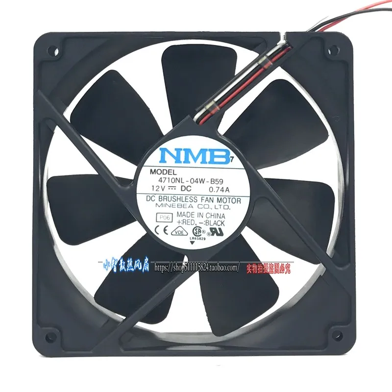 

NMB-MAT 4710NL-04W-B59 P06 DC 12V 0.74A 120x120x25mm 3-Wire Server Cooling Fan