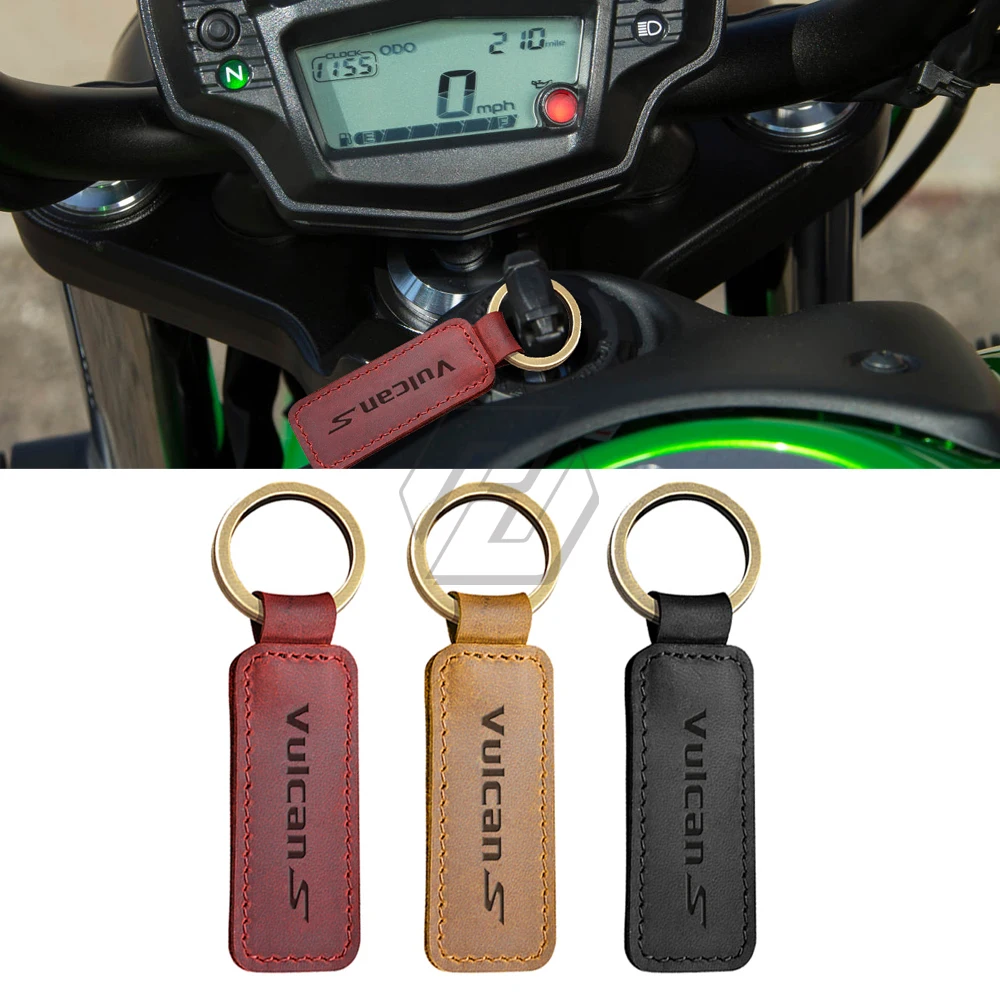 For Kawasaki Vulcan S Motorcycle Cowhide Keychain Key Ring