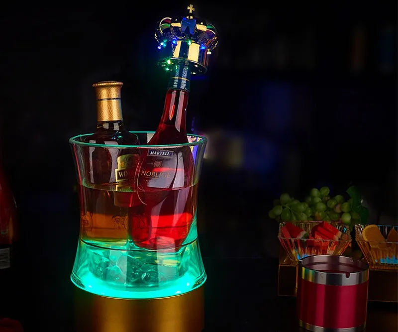 

New rechargeable Wine ice Bucket LED RGB Light Ice Cooler Champagne Wine Beverage Drinks Beer Bar Party Tools