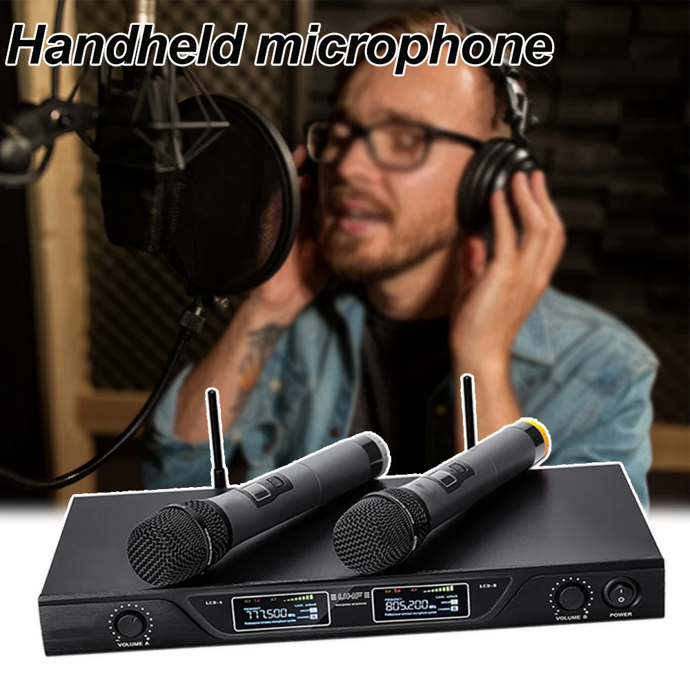 Professional Wireless Metal Handheld Microphne UHF Lavalier lapel Microphone Recording Karaoke Disco DJ Head-mounted Microphone