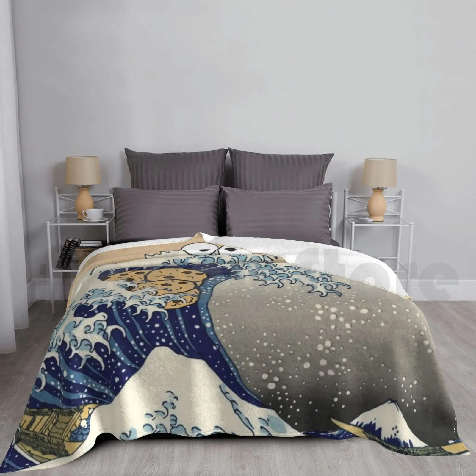 Sea Is For Cookie Blanket Fashion Custom Sea Cookie Hokusai Wave Great Off Kanagawa