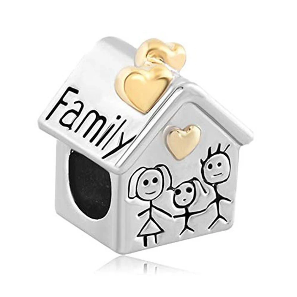 Bracelet Diy European And American House Family Members Family Love Big Hole String Loose Charms Beads S925 Silver Accessories