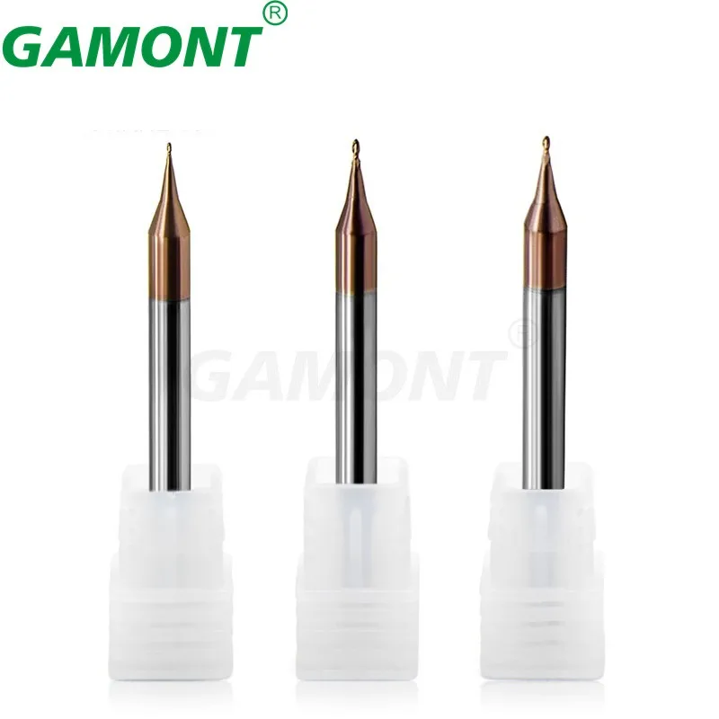 GAMONT Tungsten Coated Steel Milling Cutter Small Diameter Ball Nose End Mills Carbide Machining Cutting Tools For Metal