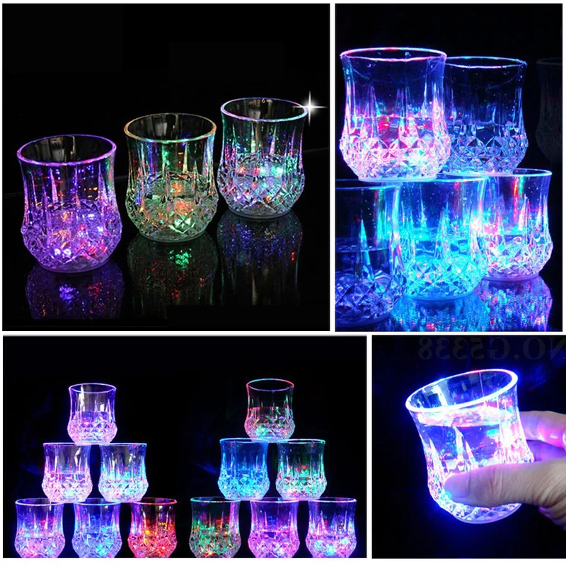 Creative Flashing Cup Wine Beer Whisky Mug Water Beverage Drinking Glass LED Automatic Glowing Cup Party Decorative Supplies New