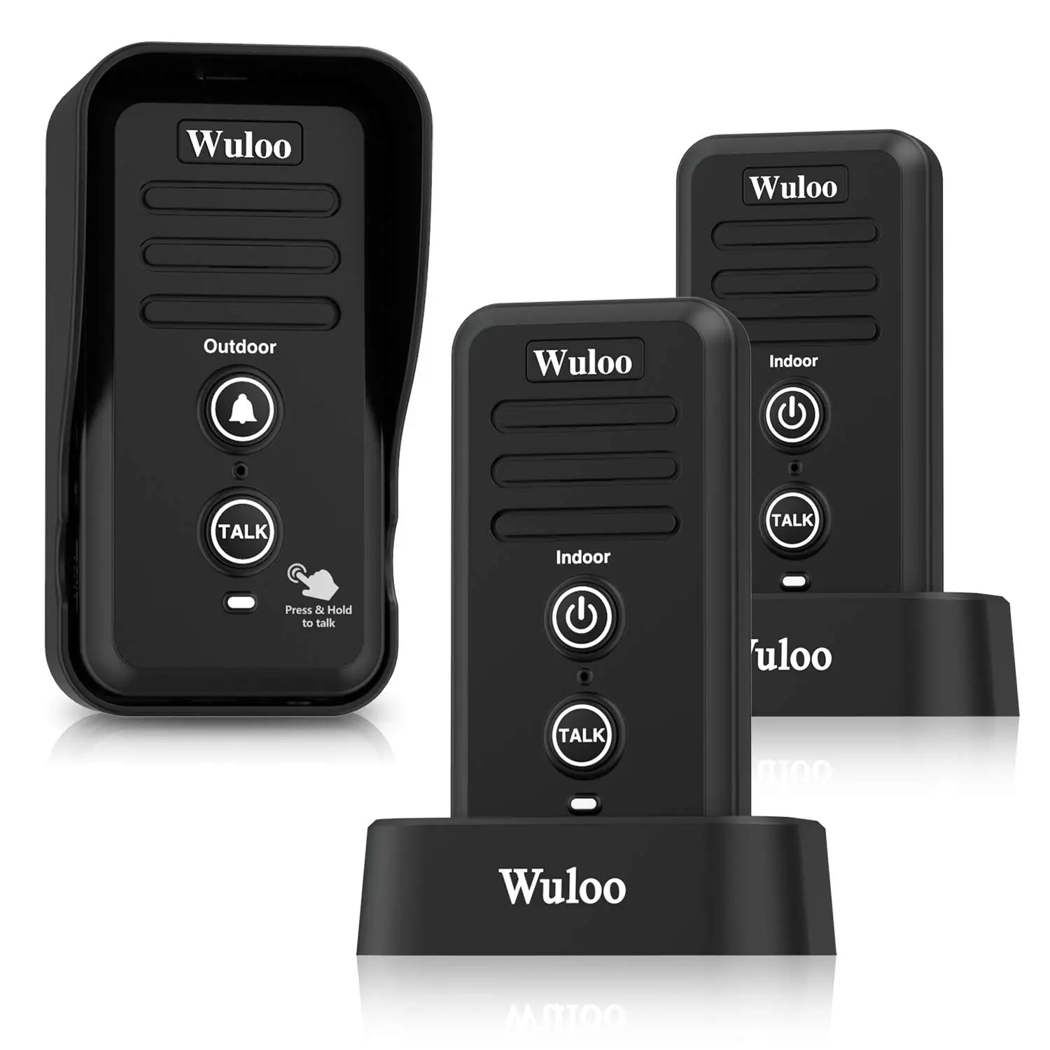 Wuloo Wireless Doorbells Intercom System 1/2 Long Mile Range Adjust Volume Rechargeable Doorbell Receiver Waterproof Ring