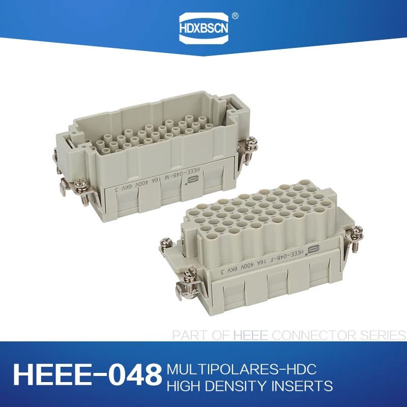 

HDXBSCN Сверхмощные разъемы HDC-HEEE-048-FC 48-контактный ЖЕНСКИЙ ВСТАВКА 16А 500В Промышленный прямоугольный авиационный разъем