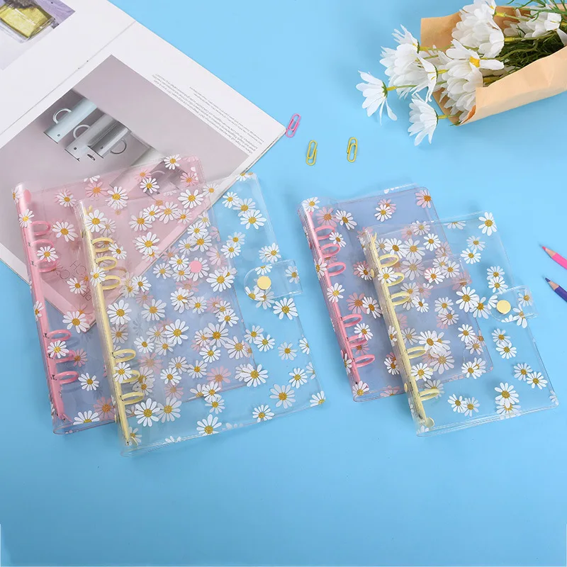 A5/A6 Loose Leaf Notebook Cute Daisy 6 Rings Binder File Folder Kawaii Notebook Planner Notepads Stationery School Journals