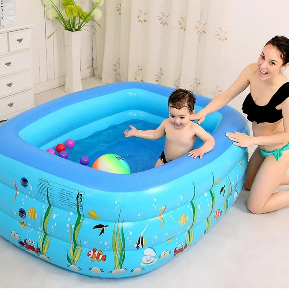 1.2-2.1M สาม Baby Inflatable การพิมพ์สระว่ายน้ำเป็นมิตรกับสิ่งแวดล้อม PVC เล่นสระว่ายน้ำสำหรับครอบครัวเด็ก