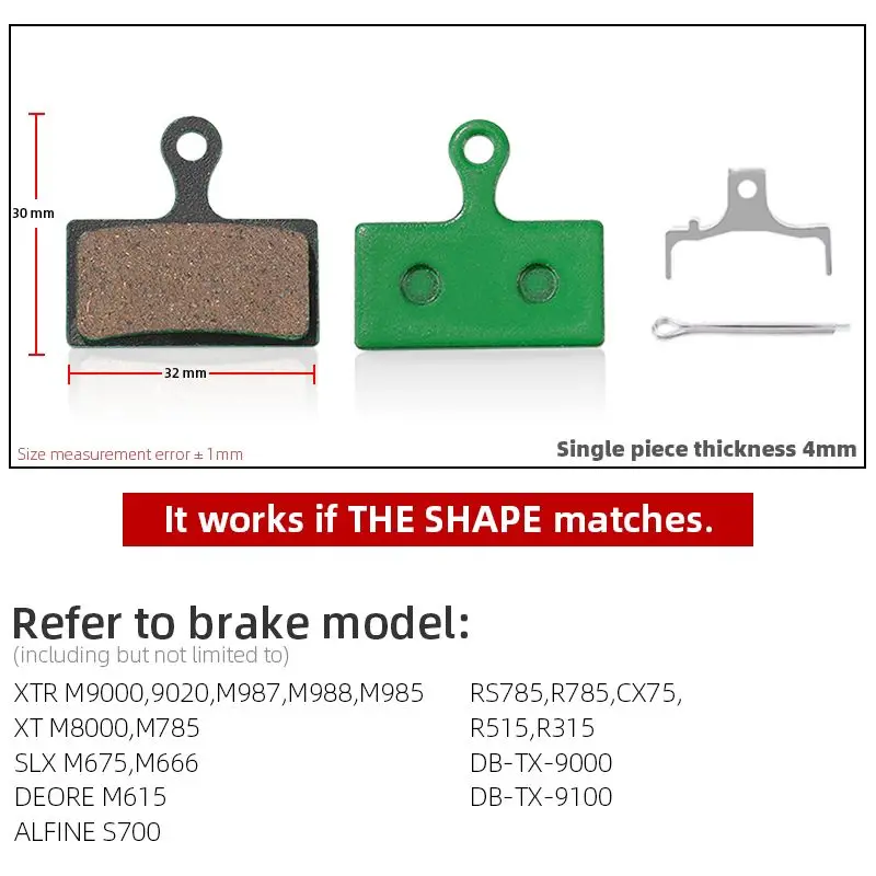 Green Bicycle Brake Pads for Shimano XT SLX M985 M785 M666 M675 S700 Alfine R785 FSAK-Force MTB Mountain Bike Disc Brake Parts