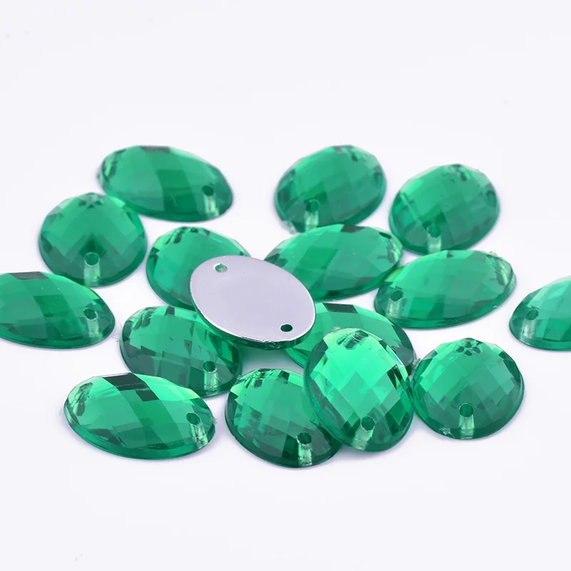 JUNAO 18x25mm 13x18mm Mix Color Sewn on Oval Rhinestones Applique Flatback Sewing Stones and Crystals for Needlework Clothes