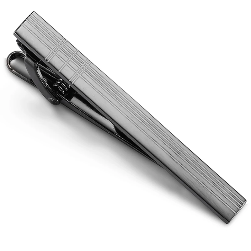 New high quality enamel spray paint Laser Stripe Black Crystal men\'s wedding business formal tie clip