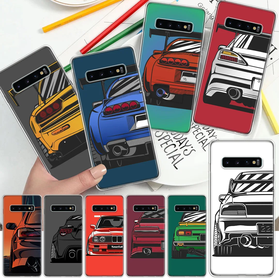 Japan JDM Sports Cars Comic Phone Case For Samsung Galaxy S21 S20 FE S22 S23 S24 Ultra S10 Plus S9 + S8 S10E Soft Cover Shell