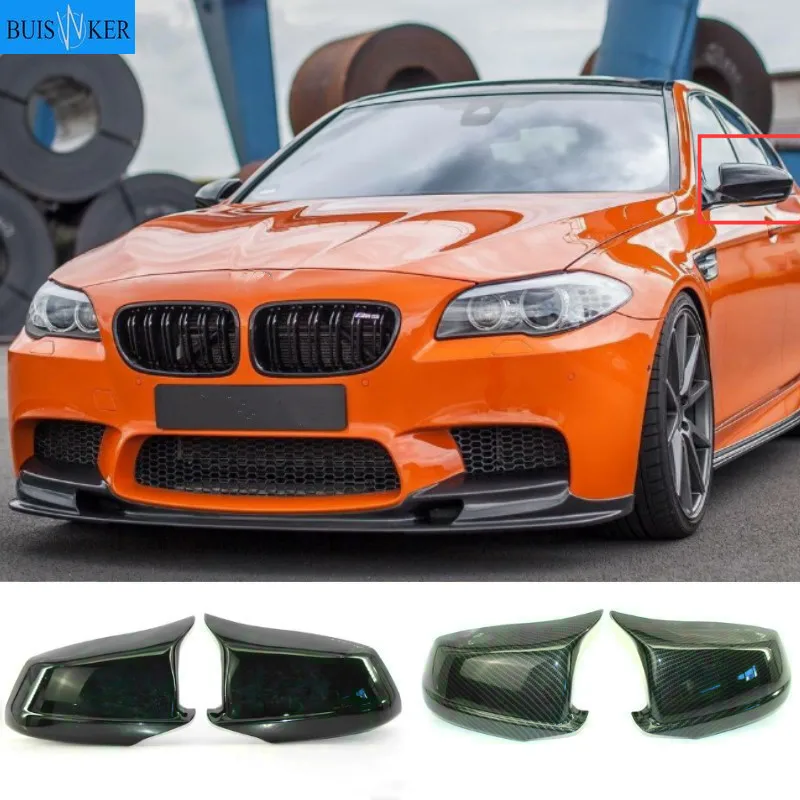 

Pair Black/Carbon Fiber Look Rearview Mirror Caps Car Door Wing Mirror Cover Replacement For BMW F10 5-Series 2011-2013 Pre-LCI