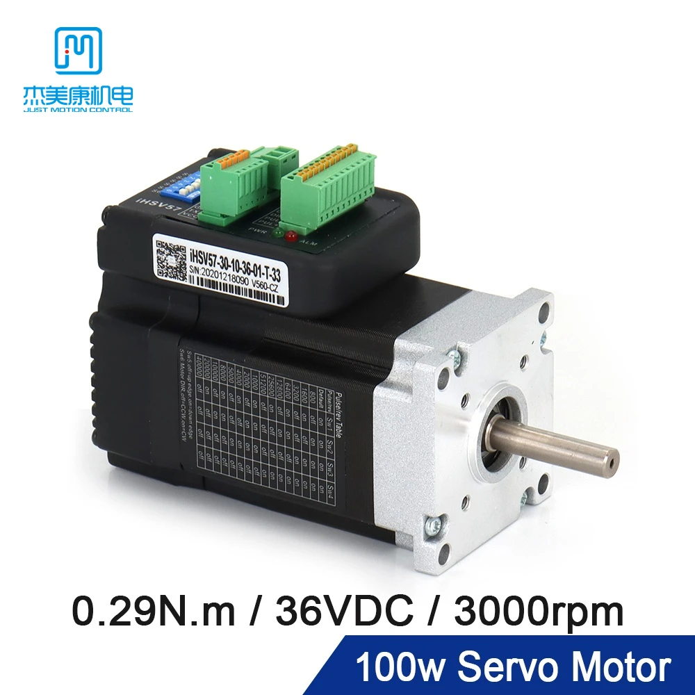 JMC 100W Nema 23 AC Integrated Servo Motor 0.29N.m 3000RPM 3.5A 36VDC Mini Servo Motor & Driver 57x76mm for CNC Machine Kits