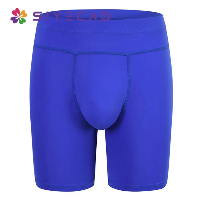 Men Underwear Ice Silk Men Boxers Half-length Solid U Convex Pouch Boxer Shorts Mens Long Panties Underpants Cueca Trunks