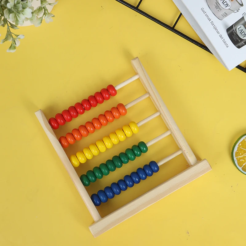 1pc Educational Toy Mini Wooden Abacus Children Early Math Learning Toy Numbers Counting Calculating Beads Abacus 15.5*15cm