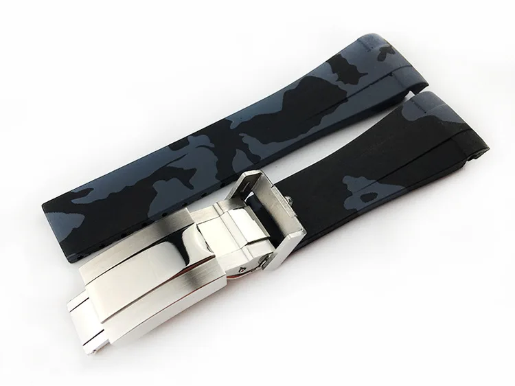 Watchbands Insurance Folding Buckle Camouflage Silicone Strap for Rolex Water Ghost Submariner Daytona Watch Strap 20mm