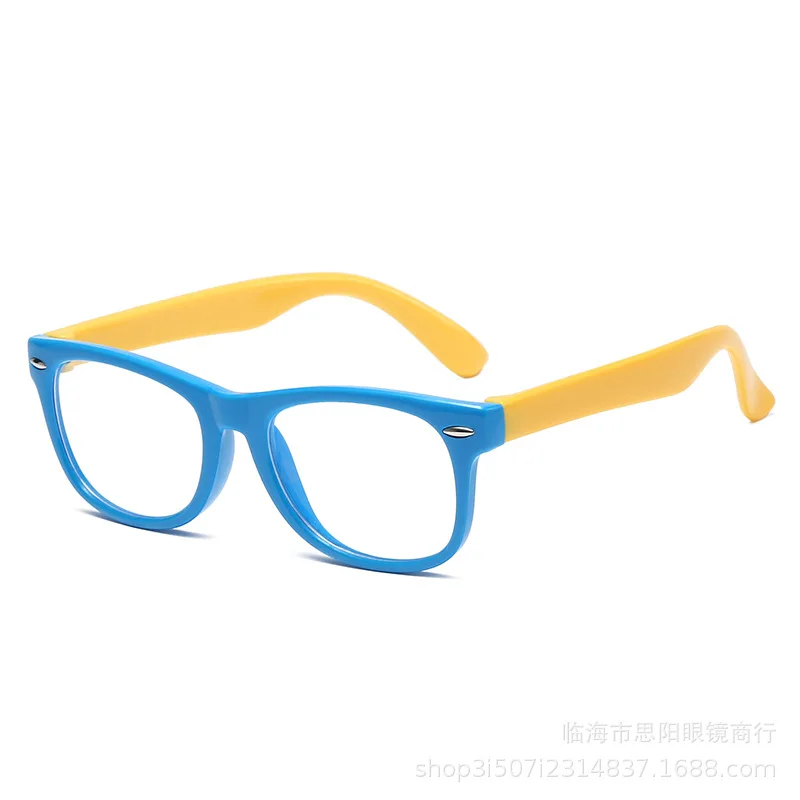 抗青色光たちは、子供の角型光eyeware少年少女スクエアコンピュータ透明眼鏡シリコーンフレーム