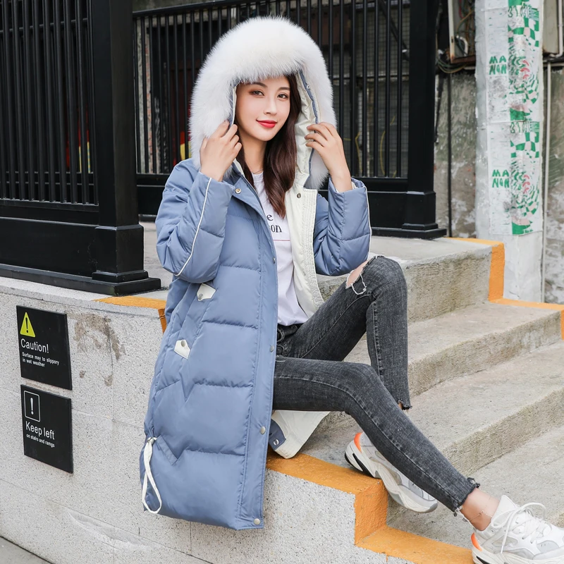 Winter Clothes 2019 Korean Long Thick Warm Duck Down Coat Female Real Fox Fur Hooded Down Parkas Ladies Outerwear LW2389