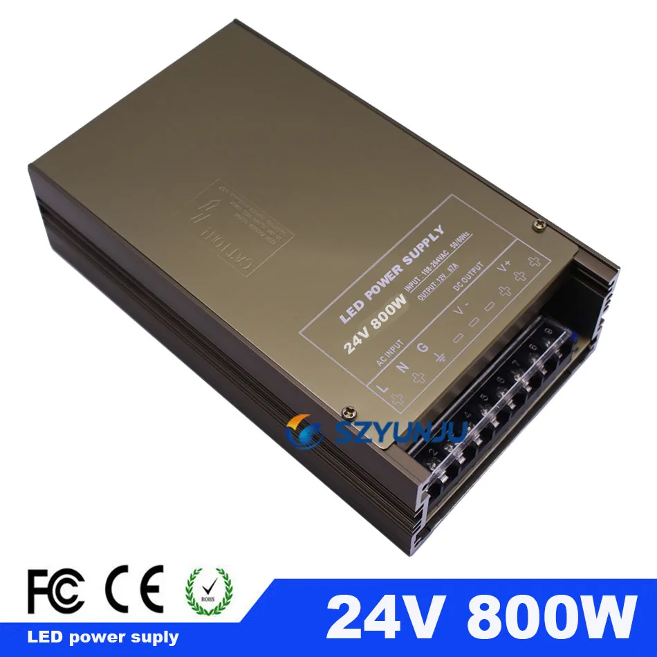 

DC24V 33A 800W Switching Power Supply Universal Regulated Silver color AC198-264V input for 24V WS2811 5050 LED Strip Light