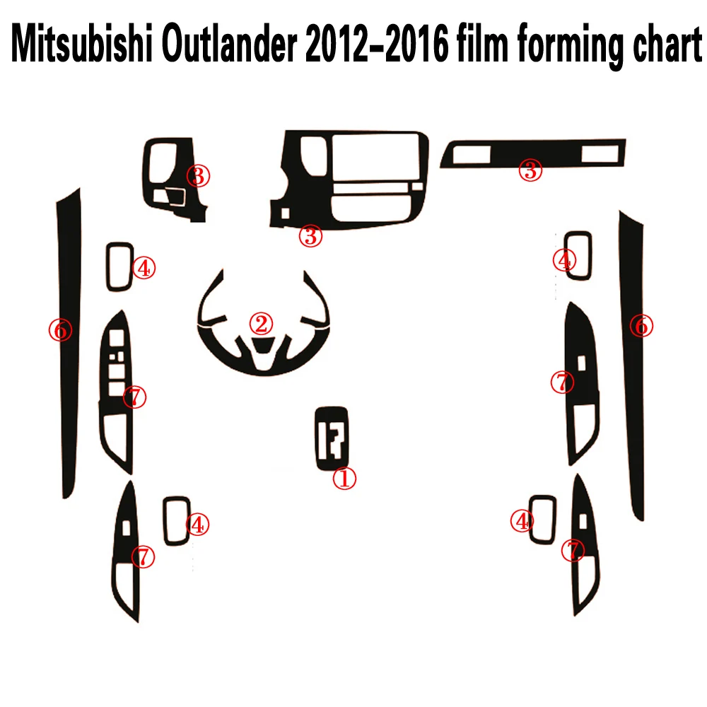 

For Mitsubishi Outlander 2012-16 Interior Central Control Panel Door Handle Carbon Fiber Stickers Decals Car Styling Accessorie